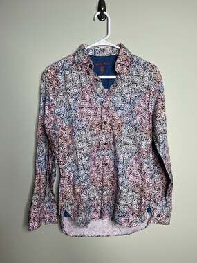 Visconti Black Paisley Multicolored Dress Shirt Small